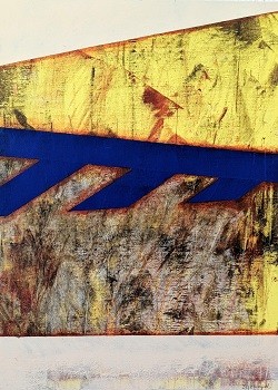 Acryl, Titel: ‘Weisse Komposition mit Streifen 3/3’, 25x35cm, 22. Mai 2018, Künstlerin Sige Nagels: Mischtechnik, Acryl, Aquarelltechnik auf Canvasboard mit Leinwand überzogen